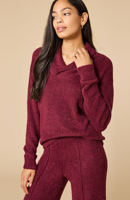 Softies Ultra-marshmallow Shawl Collar With Pintuck Pant In Burgundy