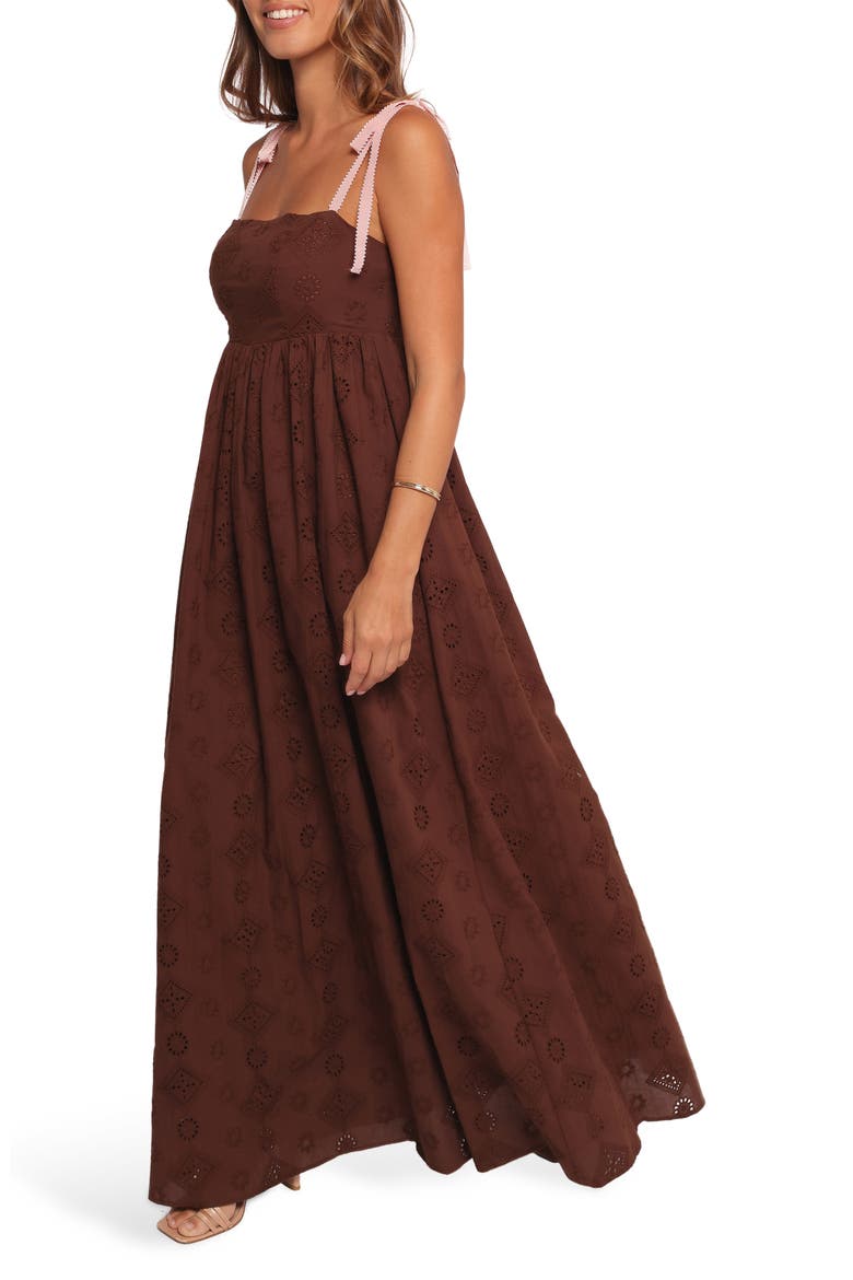 Odessa Cotton Eyelet Maxi Dress, Alternate, color, BROWN