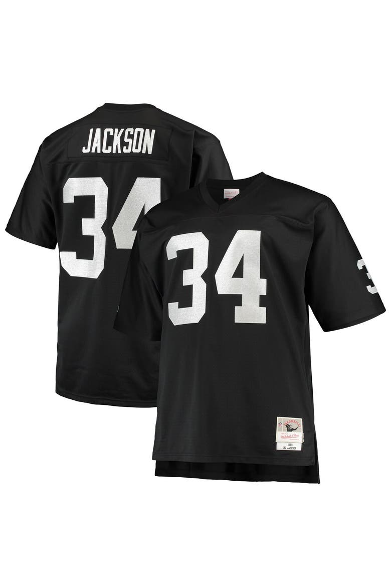 Men's Mitchell & Ness Bo Jackson Black Las Vegas Raiders Big & Tall 1988 Retired Player Replica Jersey, Alternate, color, Black