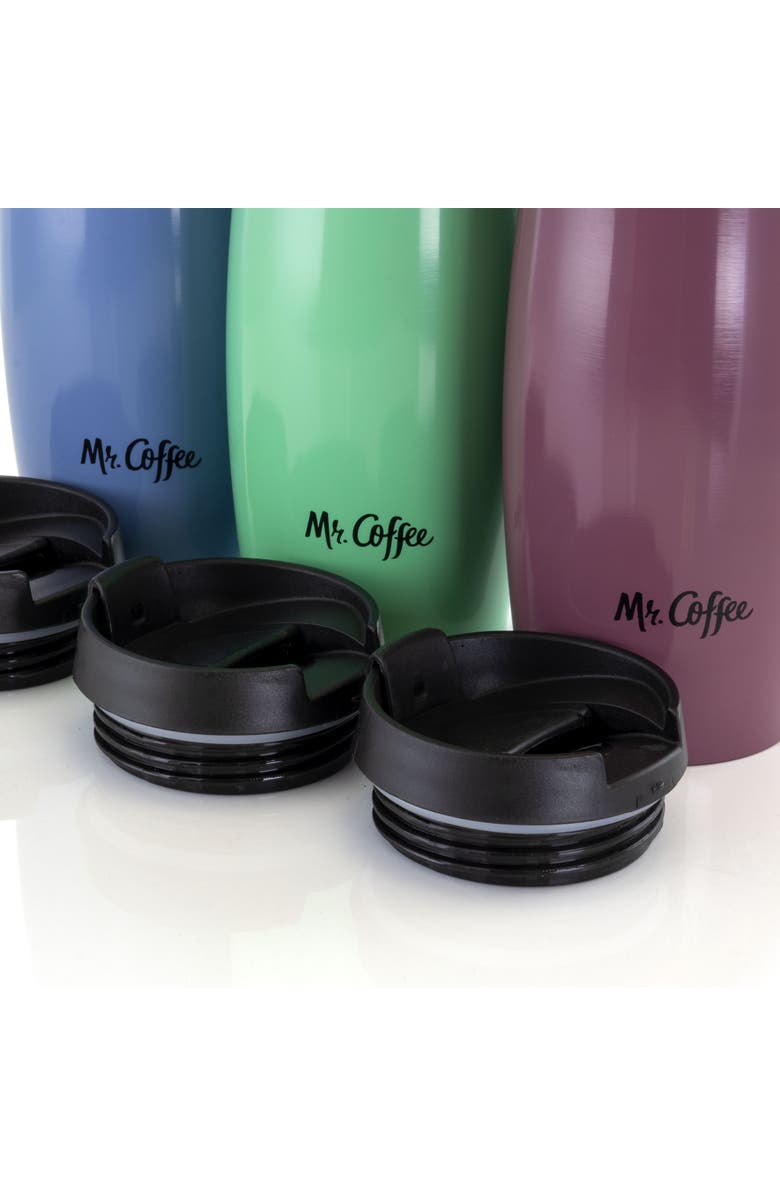 Mr. Coffee 12.5 Ounce Stainless Steel Insulated Thermal Travel Mug Set of 3, Alternate, color, Blue