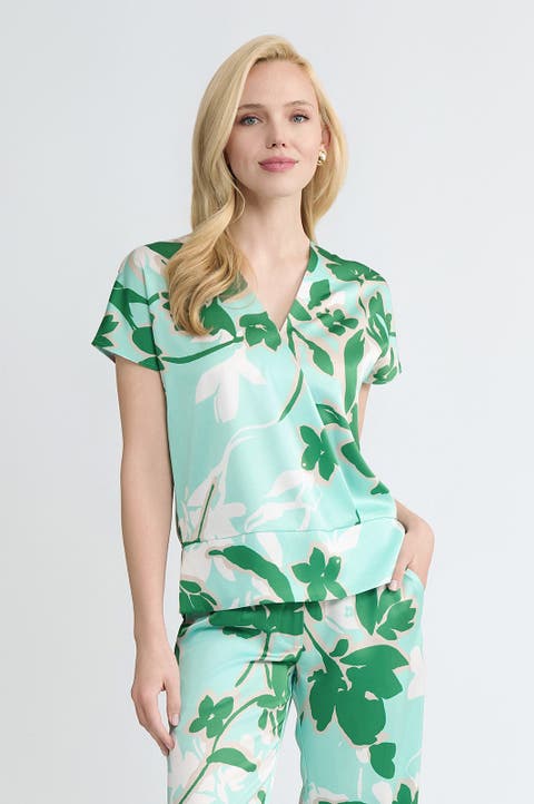 Floral Printed Crepe de Chine Top