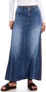 Wash Lab Denim Side Piping Denim Maxi Skirt