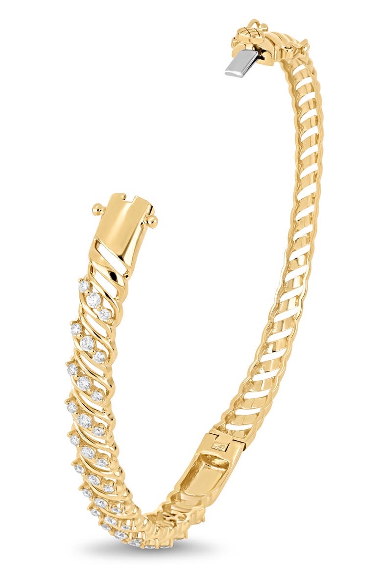 18K Gold Florentine Diamond Bangle Bracelet (Online Trunk Show), Alternate, color, 18K YELLOW GOLD