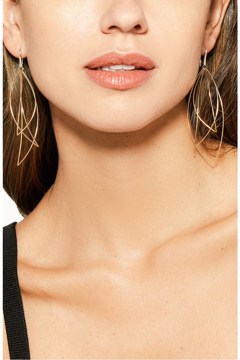 14K Gold Multicurved Marquise Earrings, Alternate, color, YELLOW