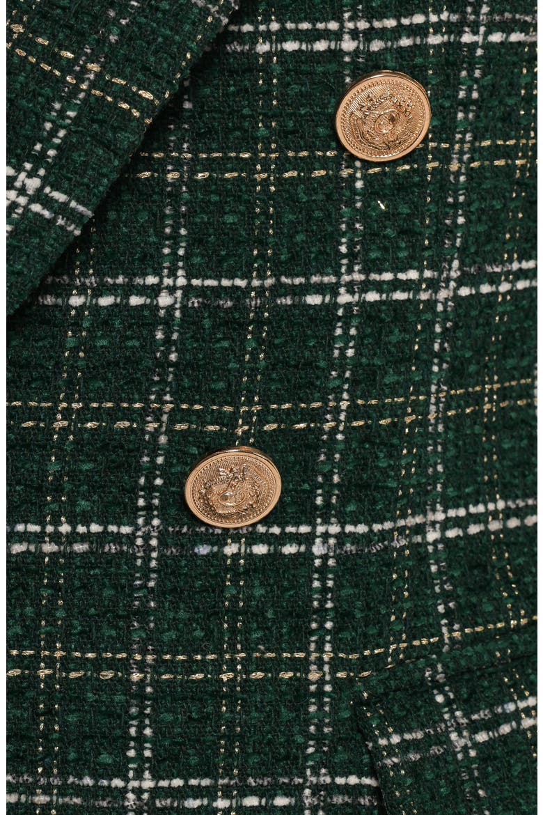 Jules Plaid Double Breasted Twill Blazer, Alternate, color, GREEN