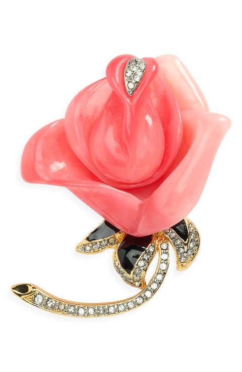Pink Rose Crystal Pin