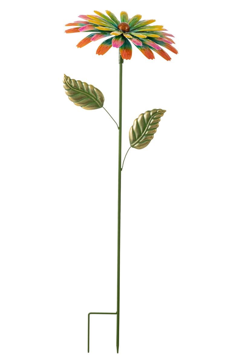 Glitzhome 41"H Garden Metal Flower Yardstake, Alternate, color, Green