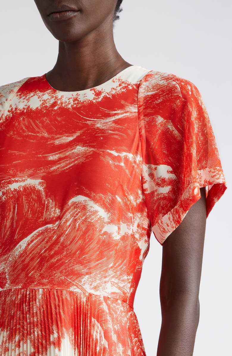 Jason Wu Collection Oceanscape Print Asymmetric Chiffon Midi Dress, Alternate, color, 