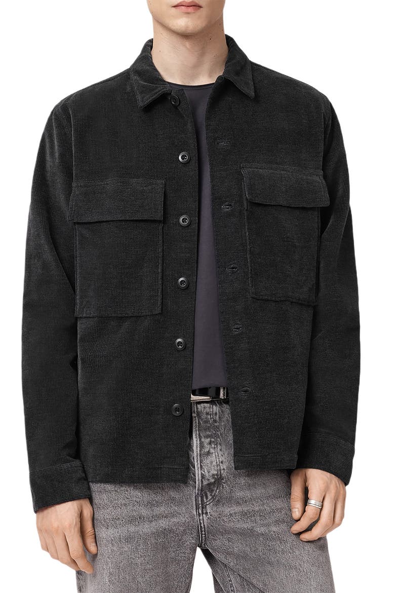 Hawker Stretch Corduroy Overshirt, Alternate, color, FADED BLACK