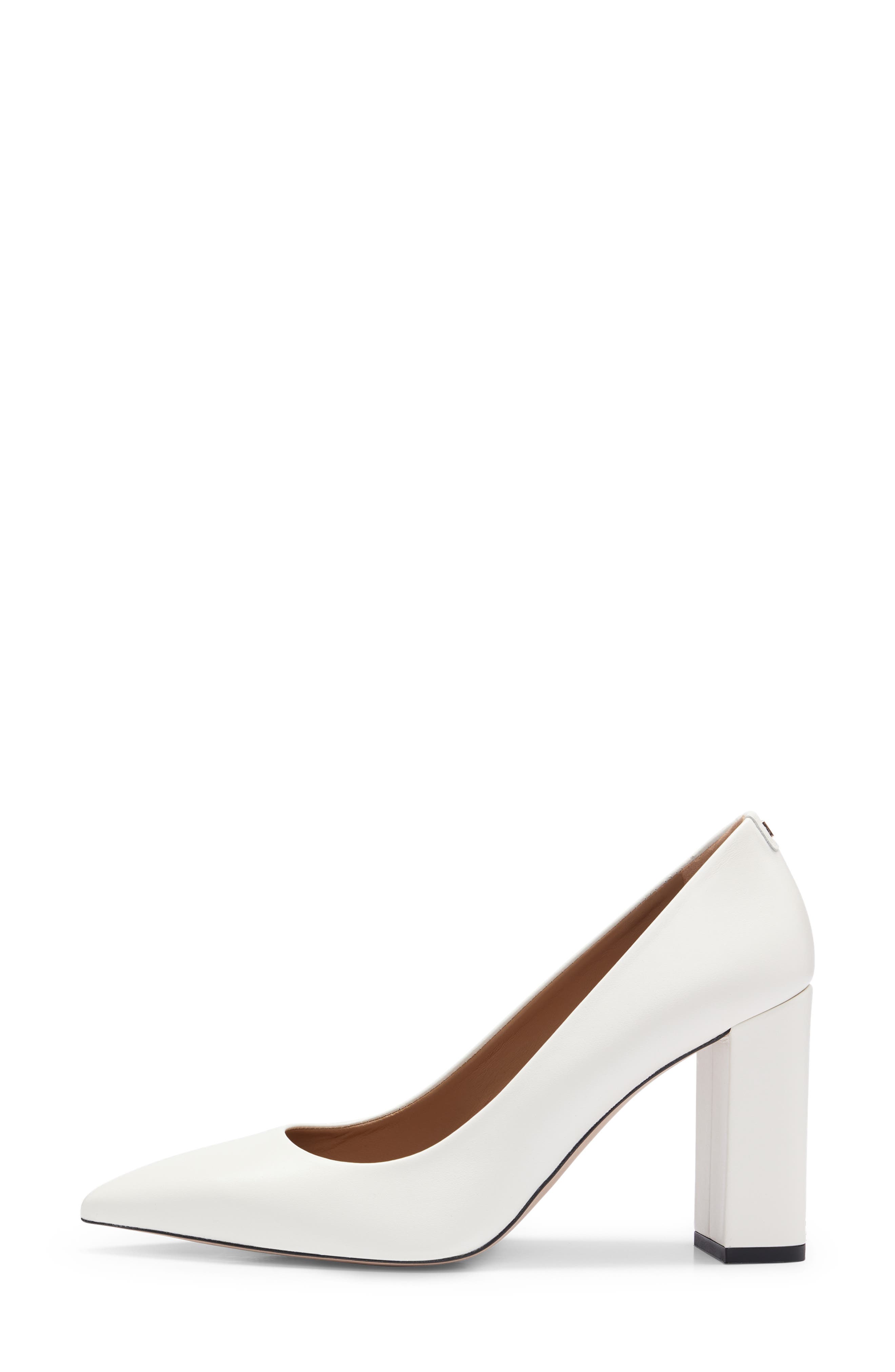 BOSS Janet Block Heel Pointed Toe Pump, Alternate, color, Open Wht
