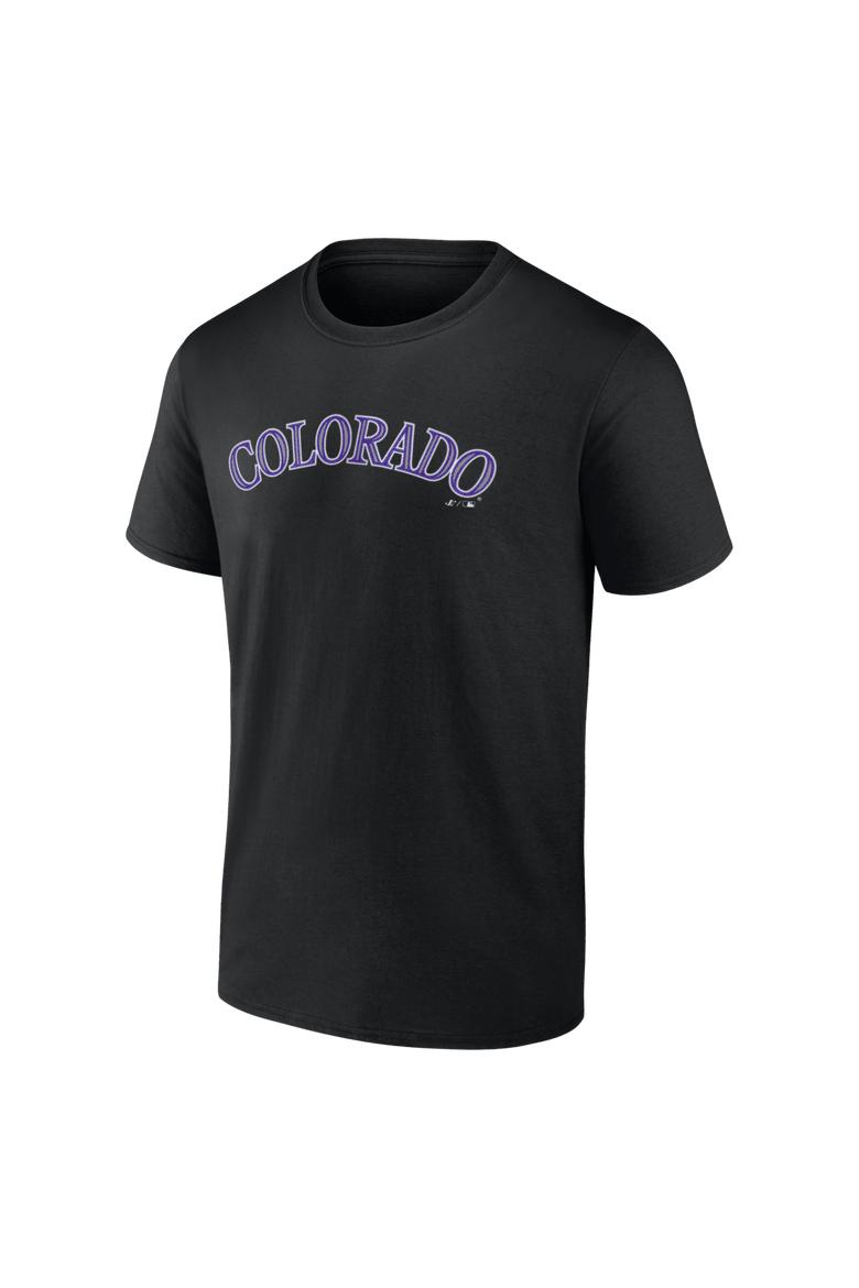 Men's Logo Athletic Black Colorado Rockies Wordmark T-Shirt, Alternate, color, Black