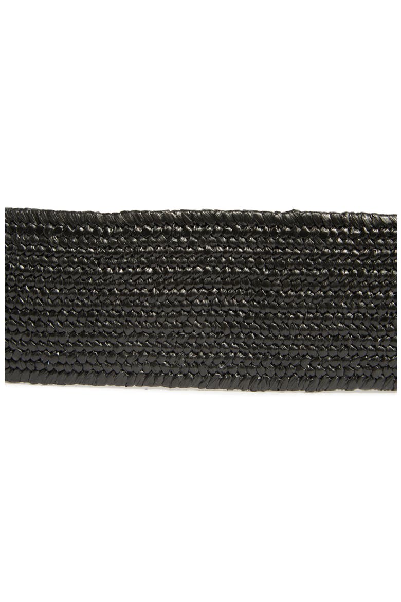 Gia Double Buckle Stretch Woven Belt, Alternate, color, BLACK