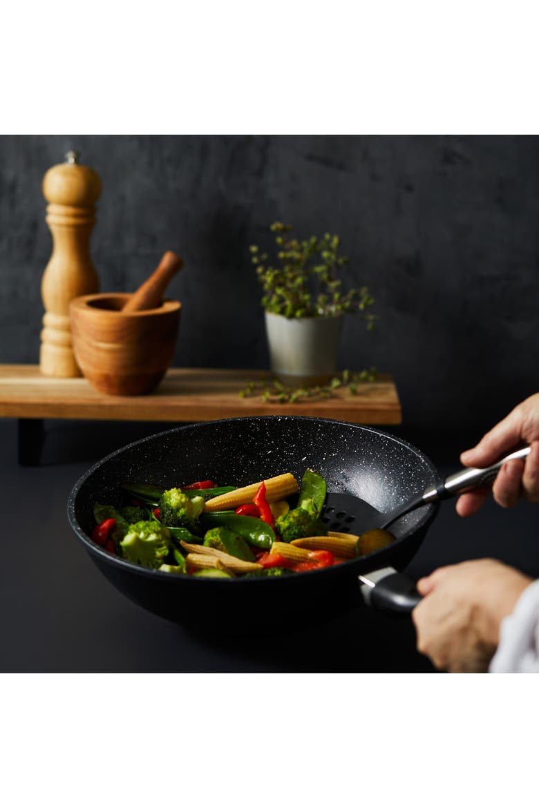 STONE™ 3.7 Qt Wok with Lid, Alternate, color, BLACK