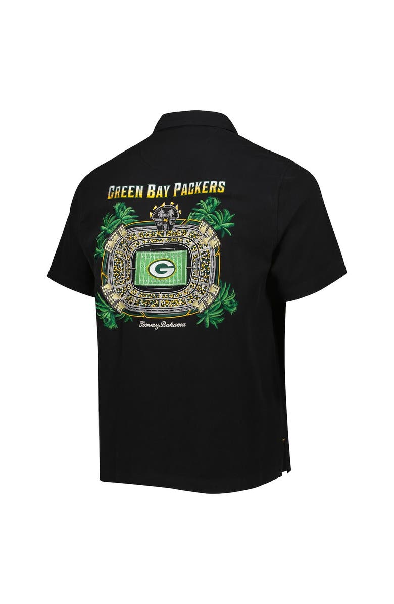 Tommy Bahama Men's Tommy Bahama Black Green Bay Packers Top of Your Game Camp Button-Up Shirt, Alternate, color, 
