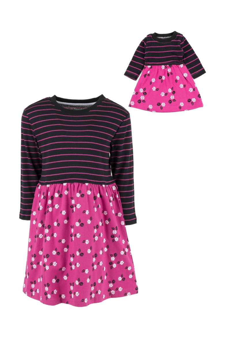 Girls Skirt Dress with Matching Doll Dress, 100% Cotton, Main, color, FLOWER