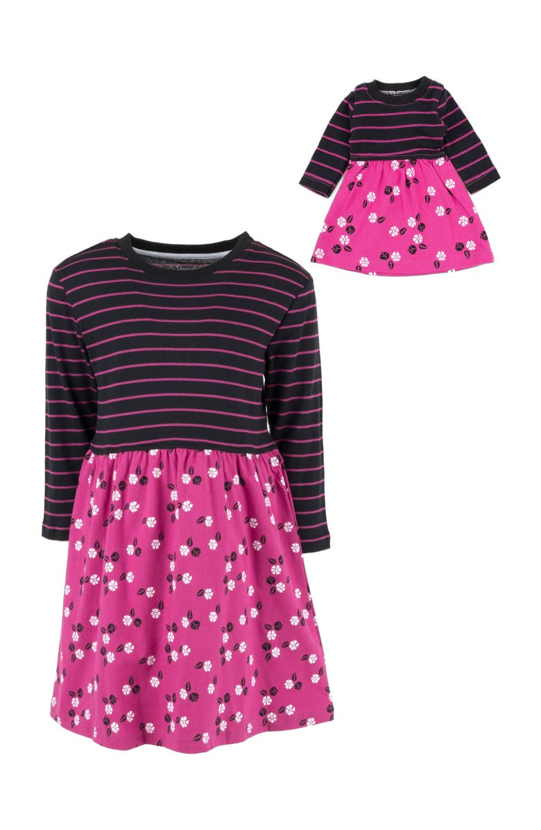 Leveret Girls Skirt Dress with Matching Doll Dress, 100% Cotton, Alternate, color, Flower