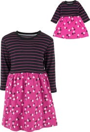 Leveret Girls Skirt Dress with Matching Doll Dress, 100% Cotton