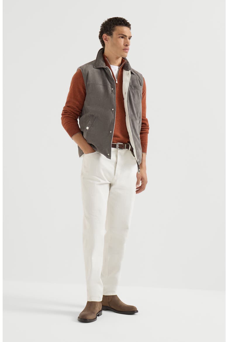 Mouliné cashmere sweater with half zip, Alternate, color, Grey