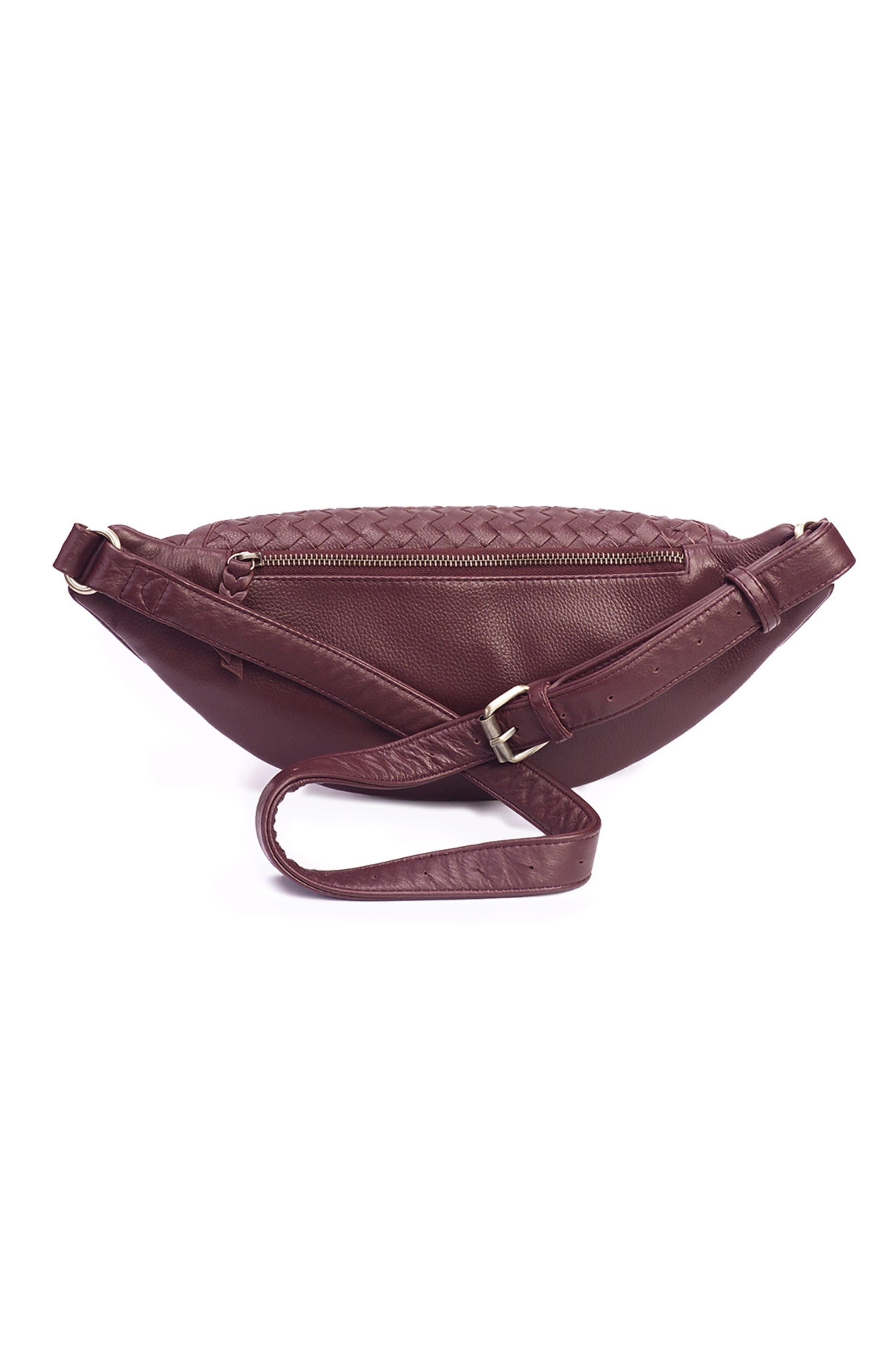 Woven Leather Crossbody Bag, Alternate, color, Burgundy