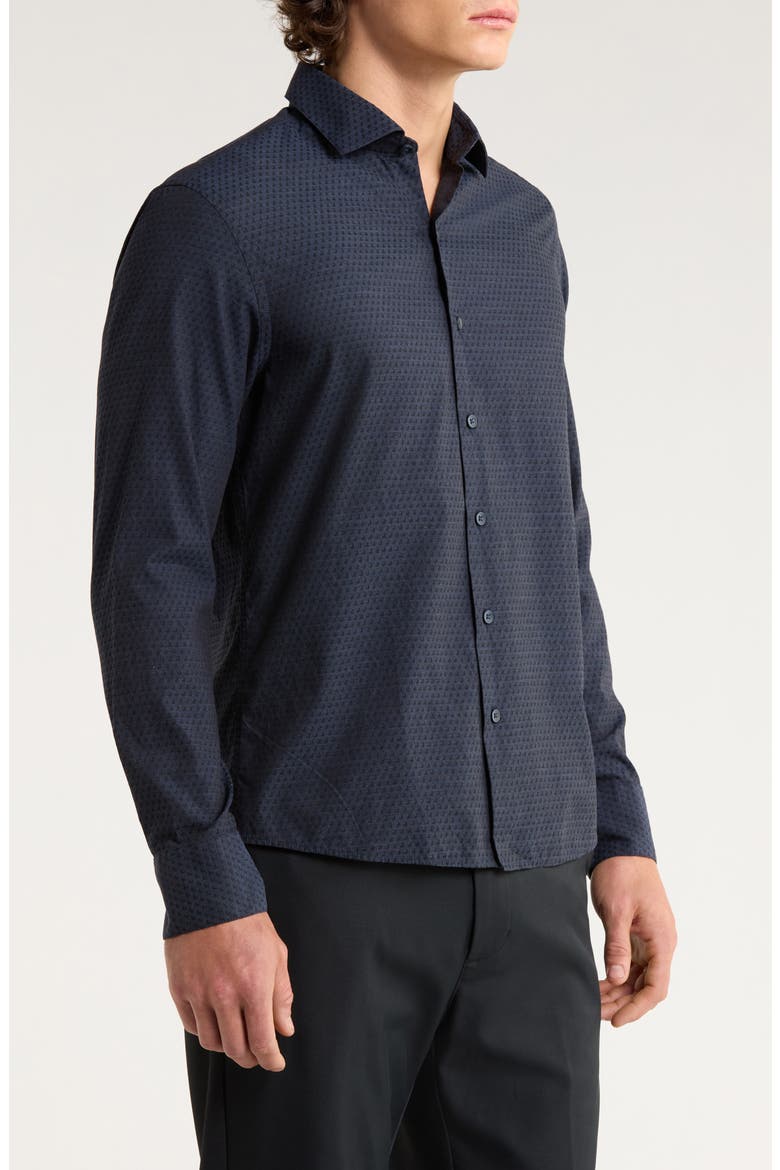 Clement Dot Jacquard Cotton Button-Up Shirt, Alternate, color, NAVY