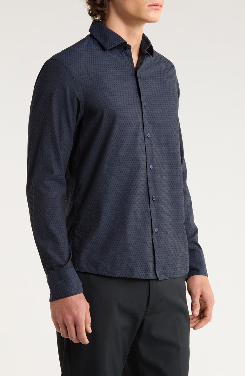 Robert Barakett Clement Dot Jacquard Cotton Button-Up Shirt, Alternate, color, Navy