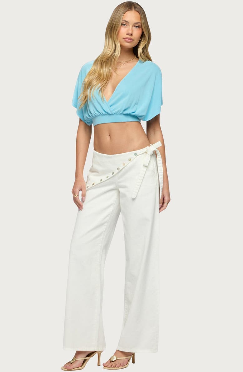 EDIKTED Candela V-Neck Crop Top, Alternate, color, 