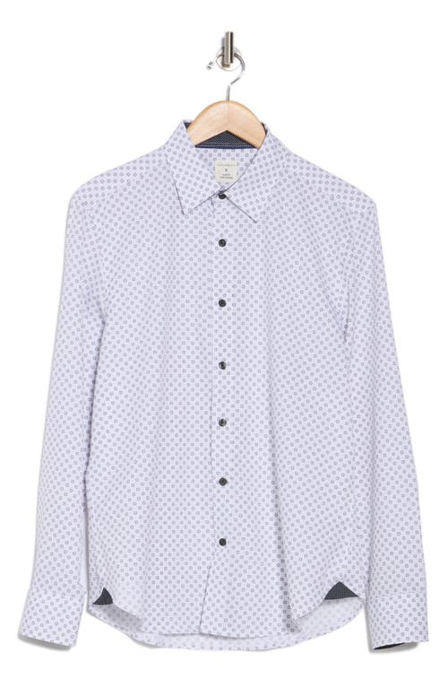 Construct Slim Fit Geo Print 4-way-stretch Button-up Shirt In White