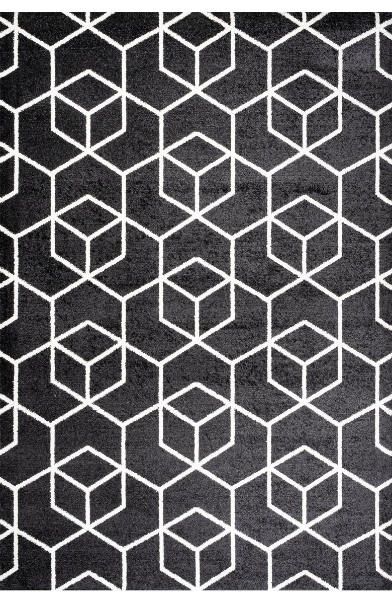 JONATHAN Y Tumbling Blocks Modern Geometric Area Rug, Main, color, Black/White
