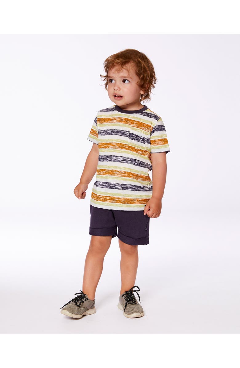 Deux par Deux Little Boy's Printed Organic Cotton Tee Navy Striped, Orange, And Lime Green, Alternate, color, 