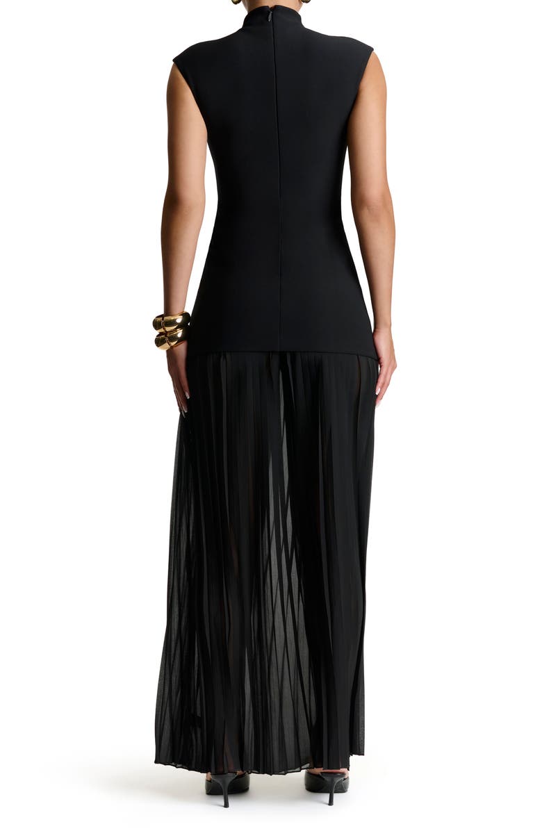 Naked Wardrobe Funnel Neck Mixed Media Maxi Dress, Alternate, color,