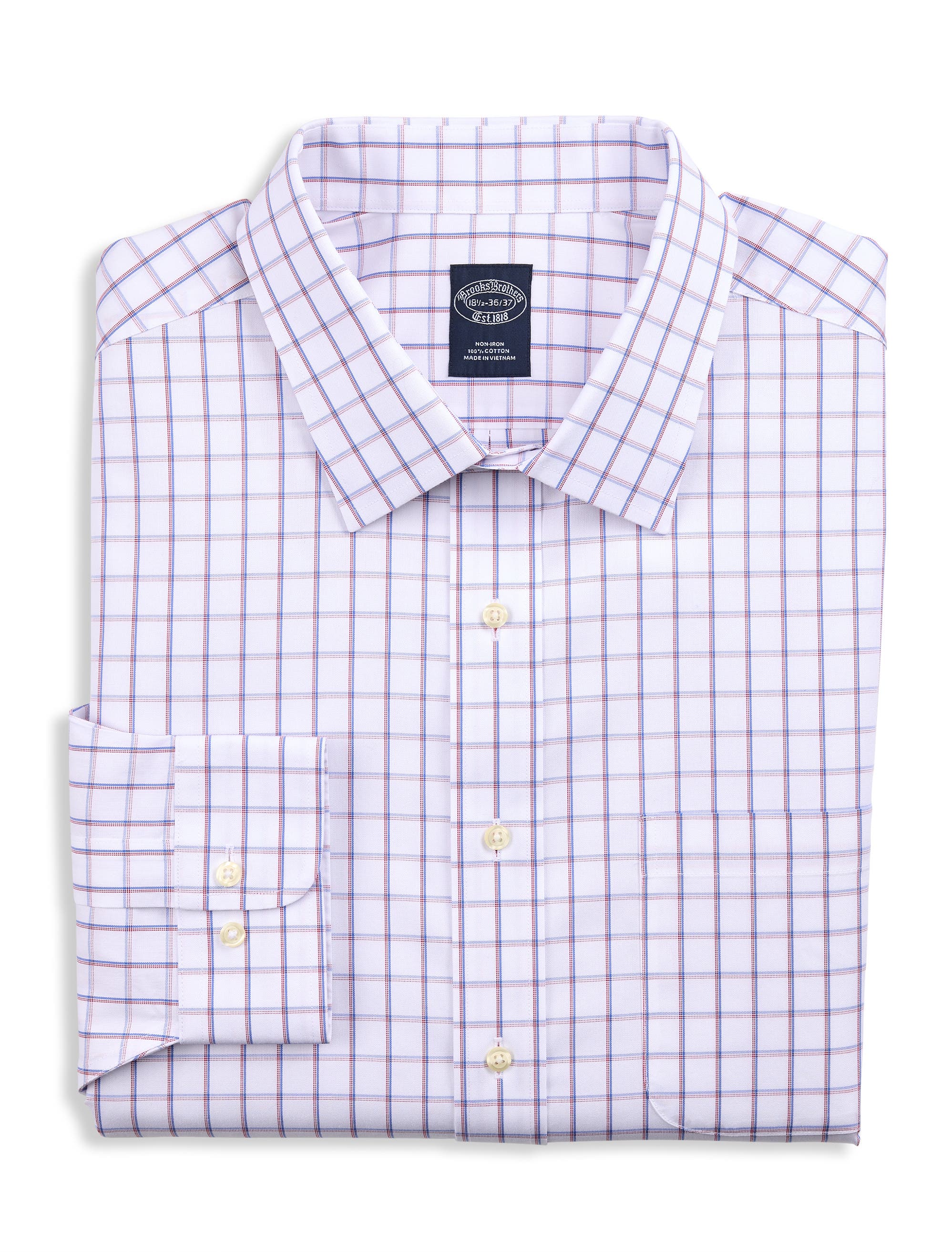 B+T Essentials Fit by Dxl Big & Tall  Non-Iron Windowpane Dress Shirt in Purple 