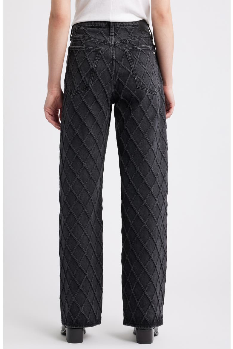 Logan Diamond Texture Mid Rise Wide Leg Jeans, Alternate, color, QWBLK