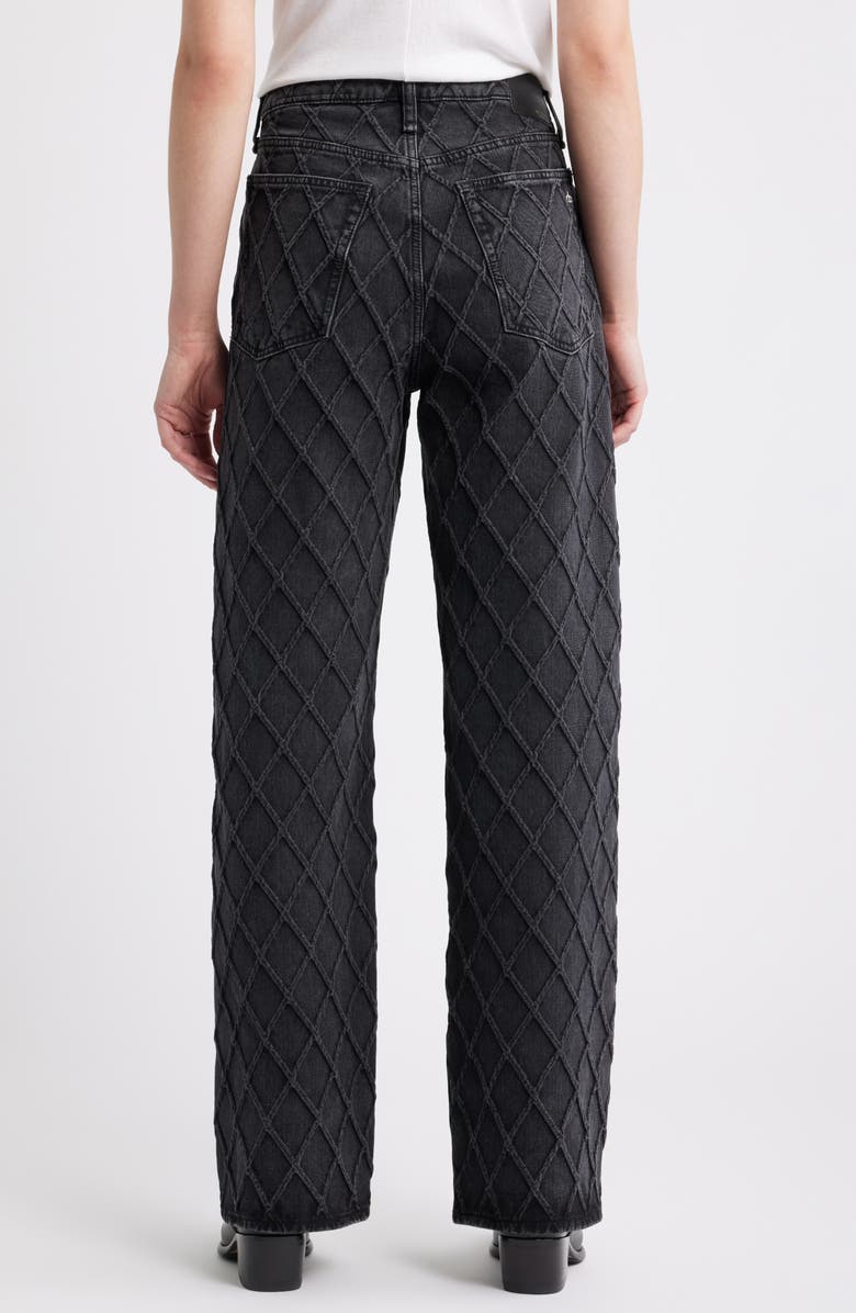 rag & bone Logan Diamond Texture Mid Rise Wide Leg Jeans, Alternate, color, Quilted Black