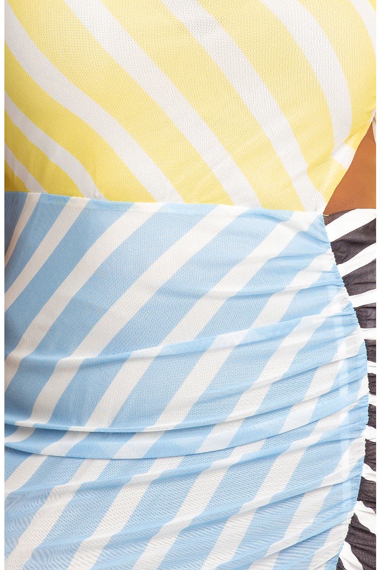 Stripe One Shoulder Dress, Alternate, color, BLUE MULTI