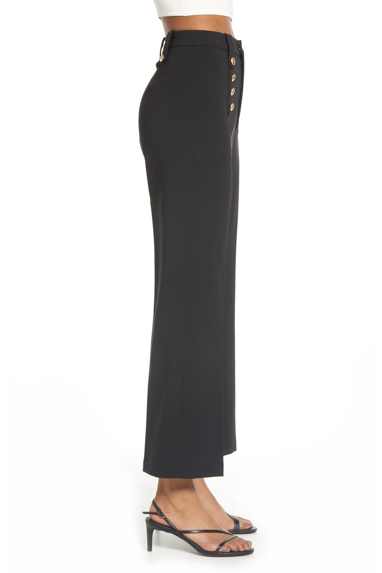 Semi Flare Button Pants, Alternate, color, BLACK