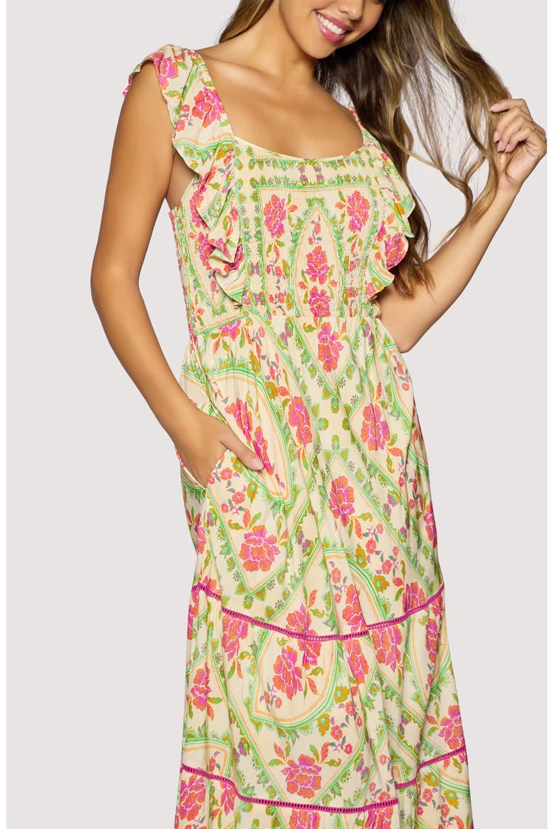Fiesta Flora Midi Dress, Alternate, color, MULTI-FLORAL