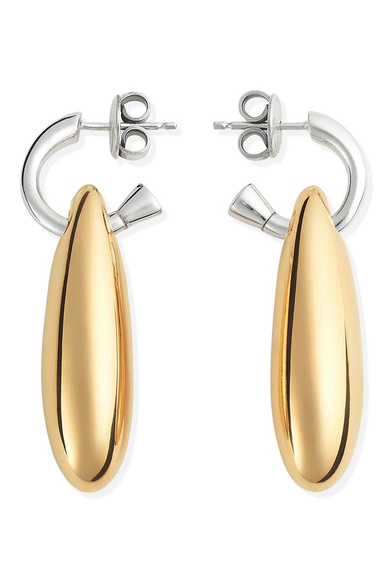 Small Ellipse Drop Hoop Earrings, Main, color, 8119 SILVER/ YELLOW GOLD