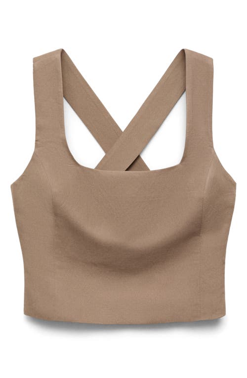 Mango Linen & Cotton Blend Crop Top In Animal Print
