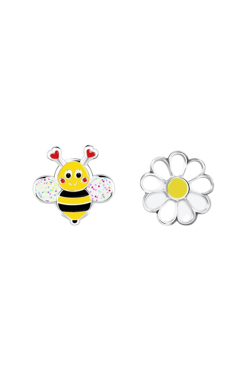 Little Miss Zoe Bumblebee/flower Stud Earrings In Gold