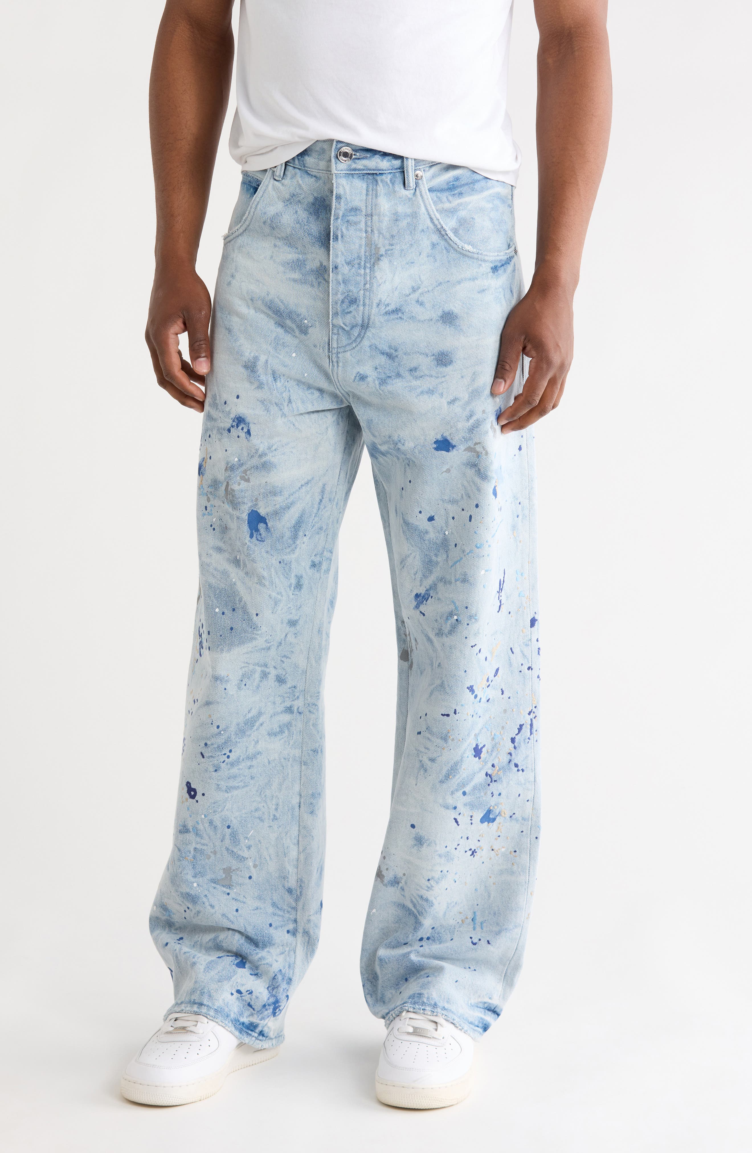 PURPLE BRAND Bleach Paint Embroidery Jeans