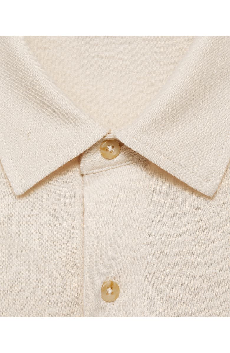 MANGO Regular Fit Short Sleeve Linen Blend Button-Up Shirt, Alternate, color, Ivory White