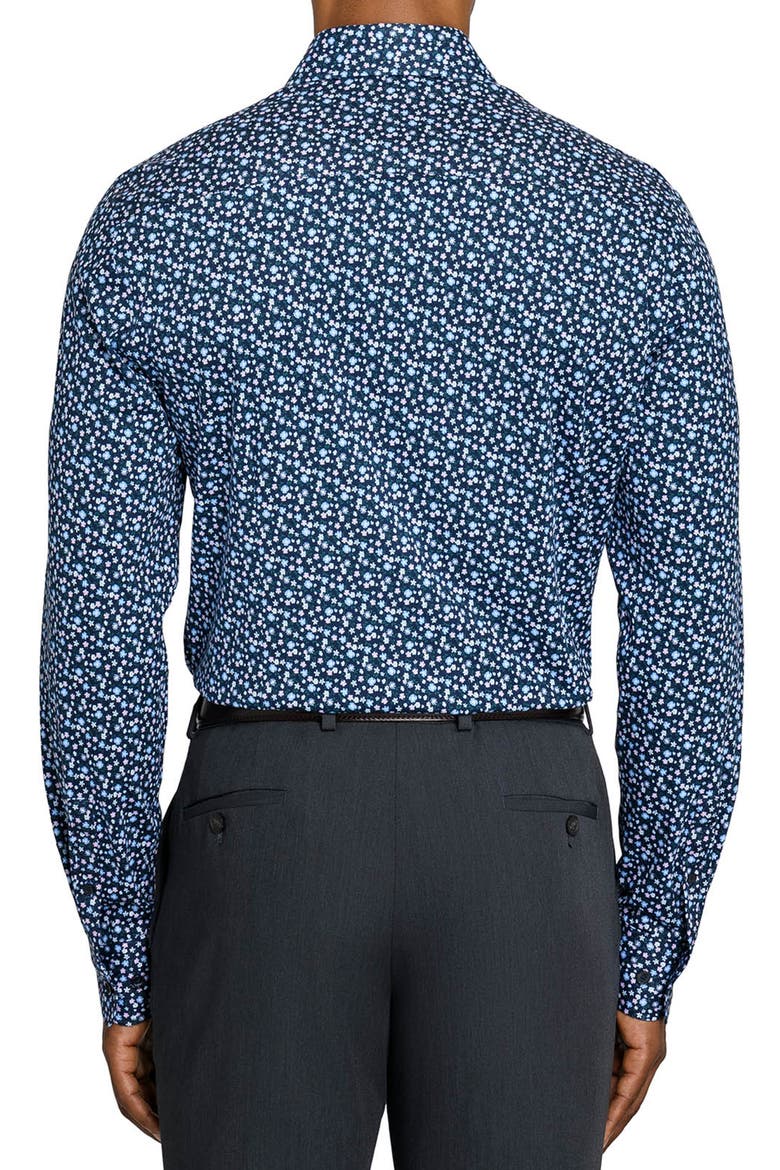 Slim Fit Floral Stem Reworked Button-Up Shirt, Alternate, color, NAVY