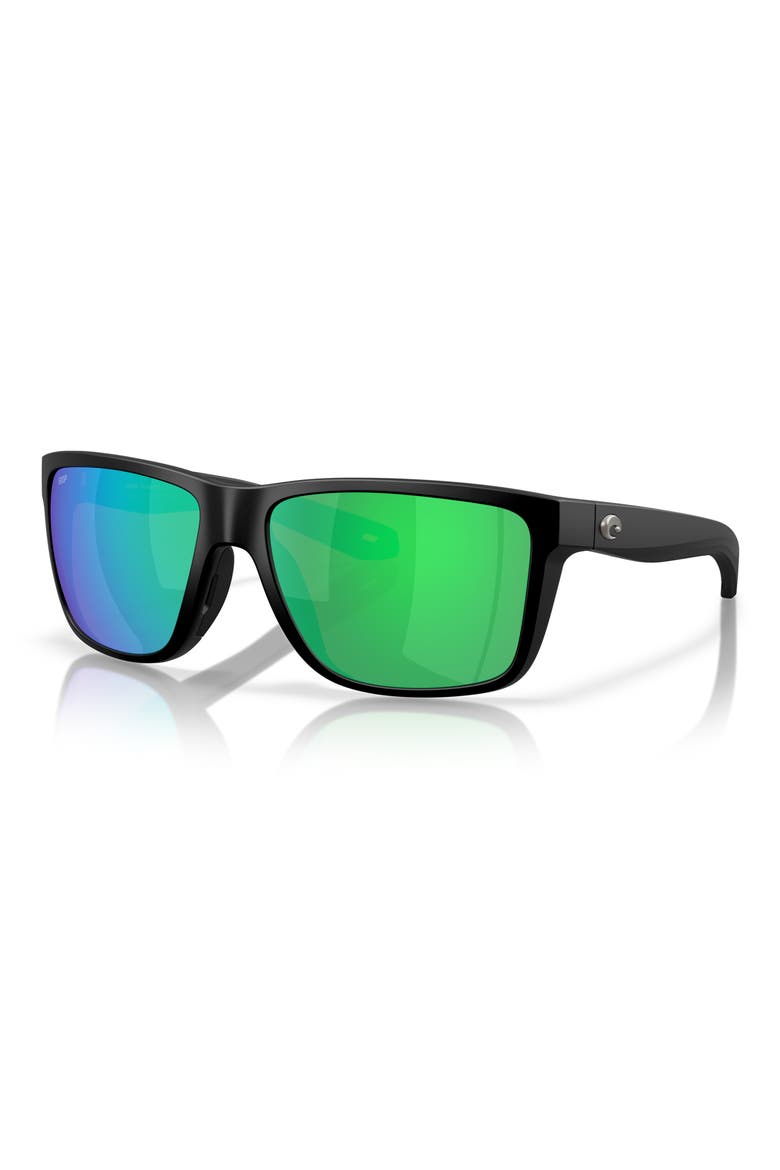 Broadbill II 58mm Polarized Rectangular Sunglasses, Alternate, color, MATTE BLACK/ BRIGHT GREEN
