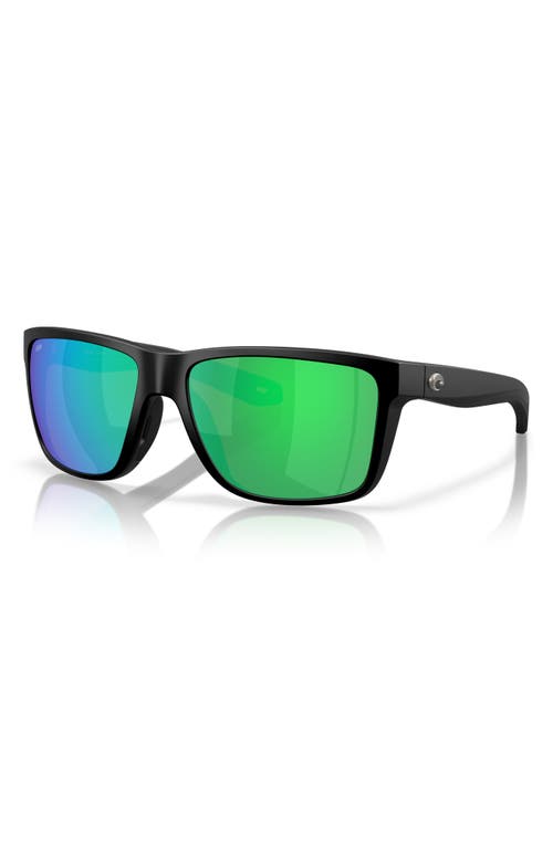 Costa Del Mar Broadbill Ii 58mm Polarized Rectangular Sunglasses In Matte Black/bright Green
