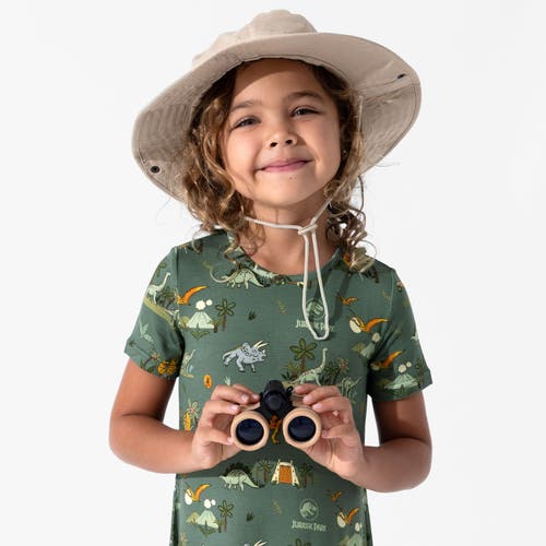 Bellabu Bear Kids' Jurassic Park Safari Short Sleeve Dress In Green