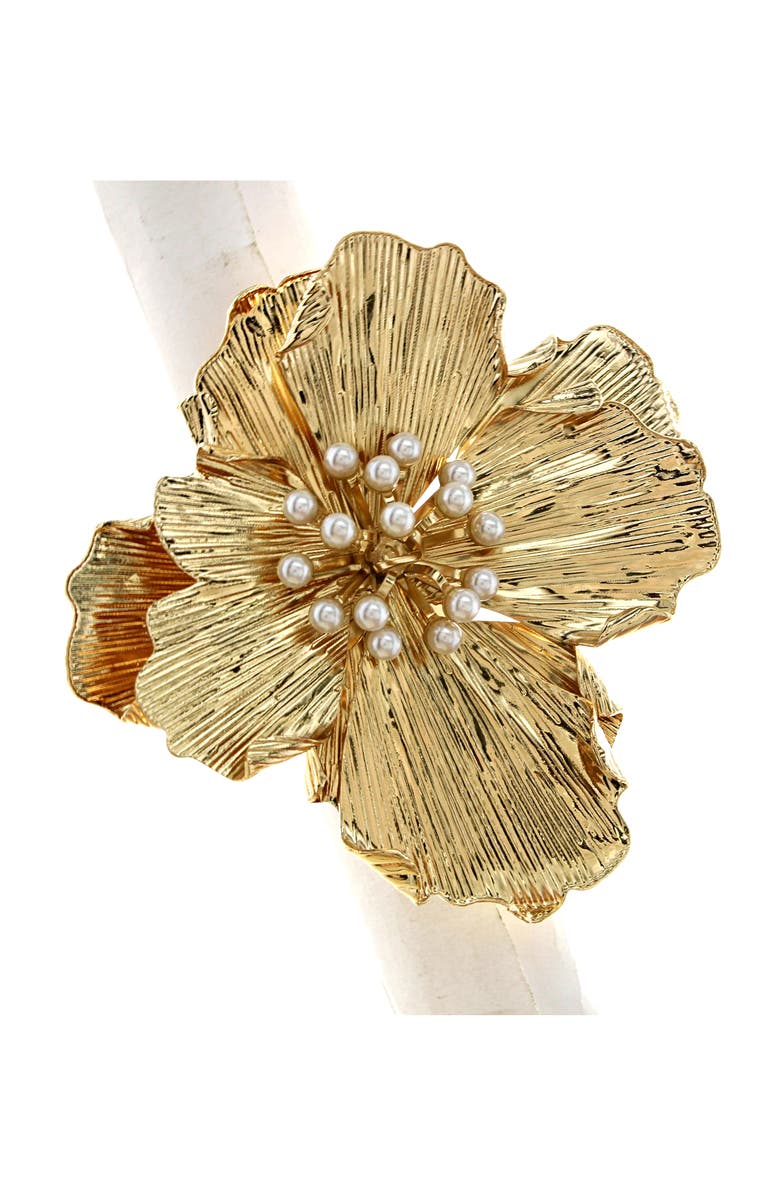 OLIVIA WELLES Amelia Faux Pearl Statement Ring, Alternate, color, Gold / White