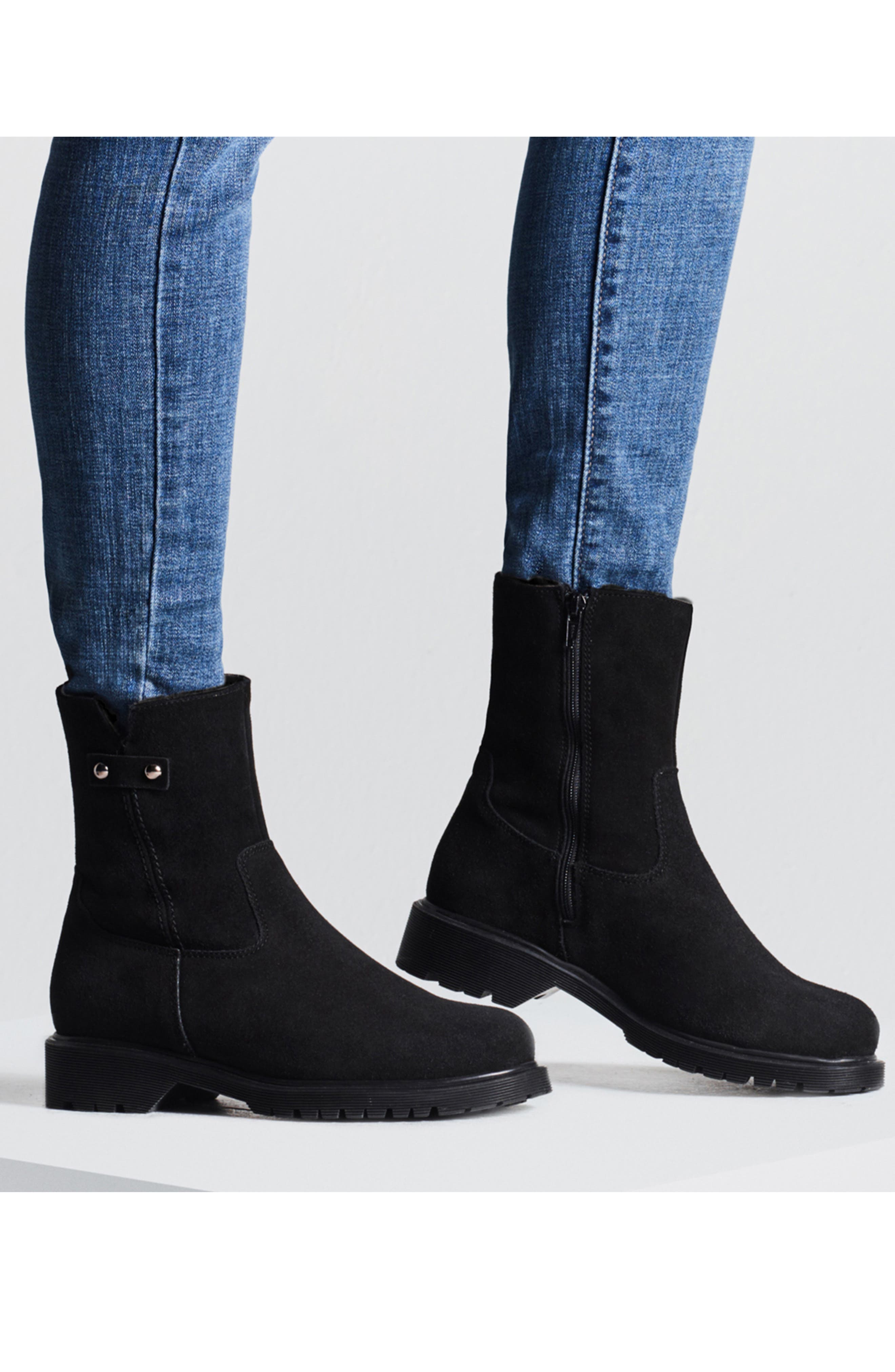 La Canadienne Hogan City Dry<sup>™</sup> Waterproof Genuine Shearling Lined Boot, Alternate, color, Black Suede