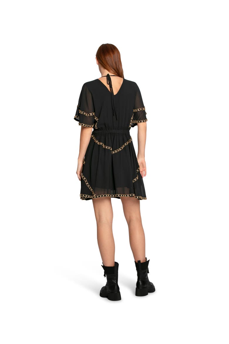 Golden Mark Beaded Trim Mini Dress, Alternate, color, Black