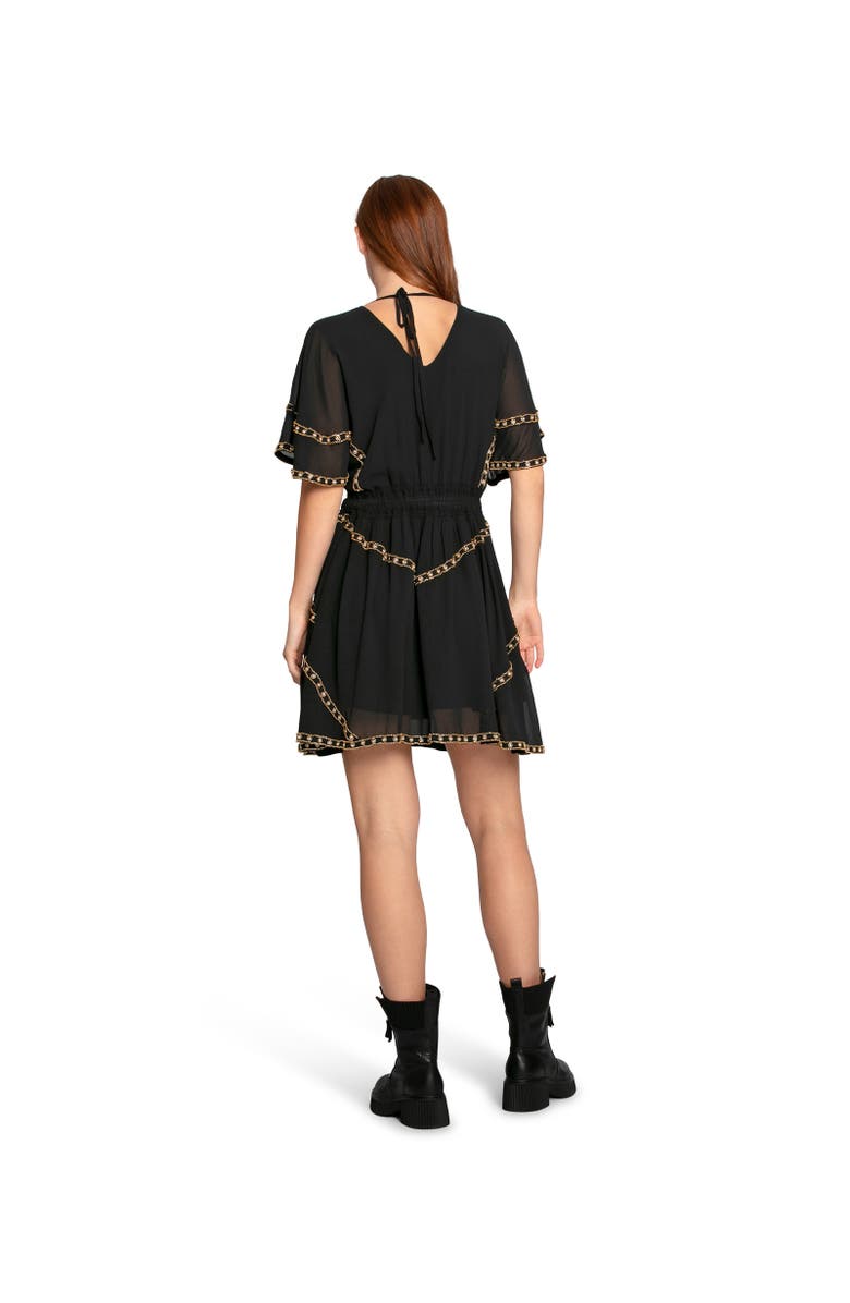Belle & Bloom Golden Mark Beaded Trim Mini Dress, Alternate, color, Black