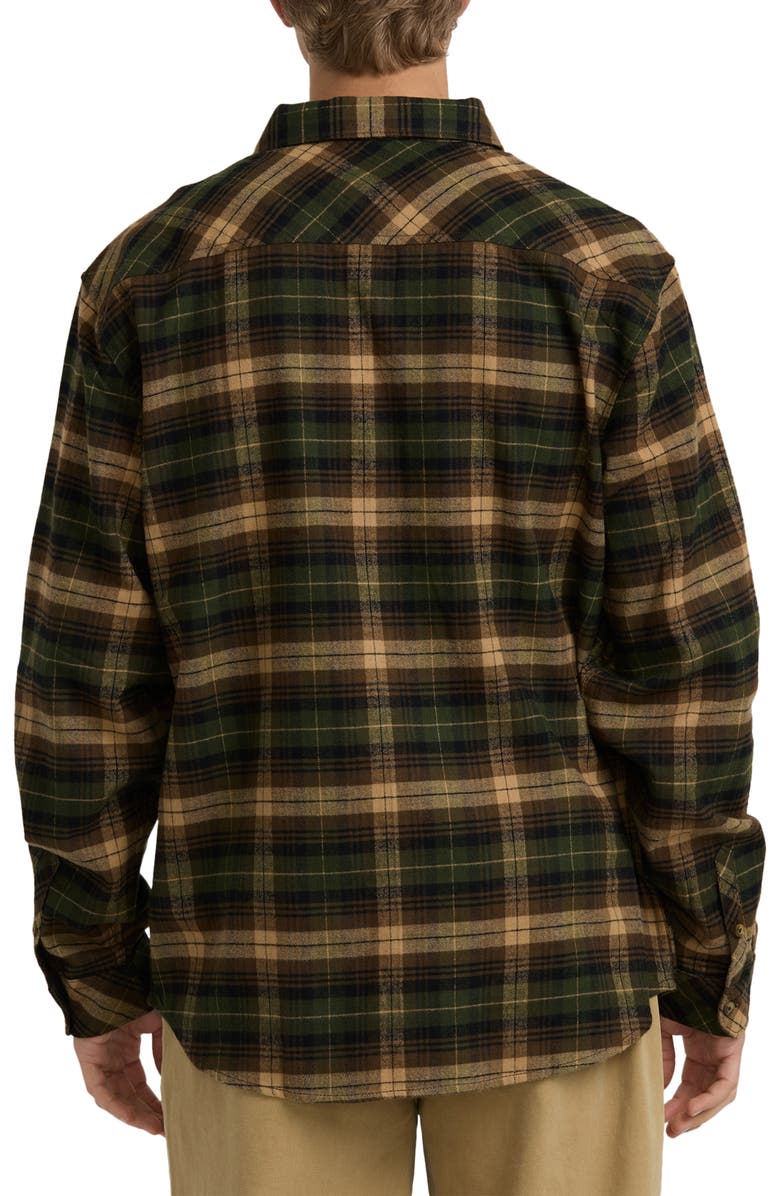Billabong Coastline Cotton Flannel Button-Up Shirt, Alternate, color, Forest